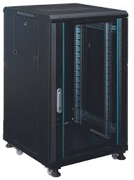 رک 18 یونیت چرمی استاتیک مشکی درب شیشه ای مدل 18urt-b (عمق 100)